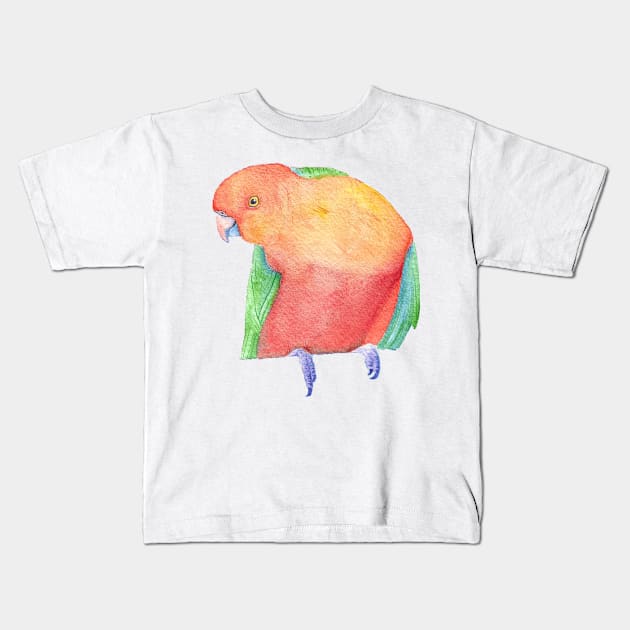 Watercolor Australian King Parrot painting Kids T-Shirt by Oranjade0122